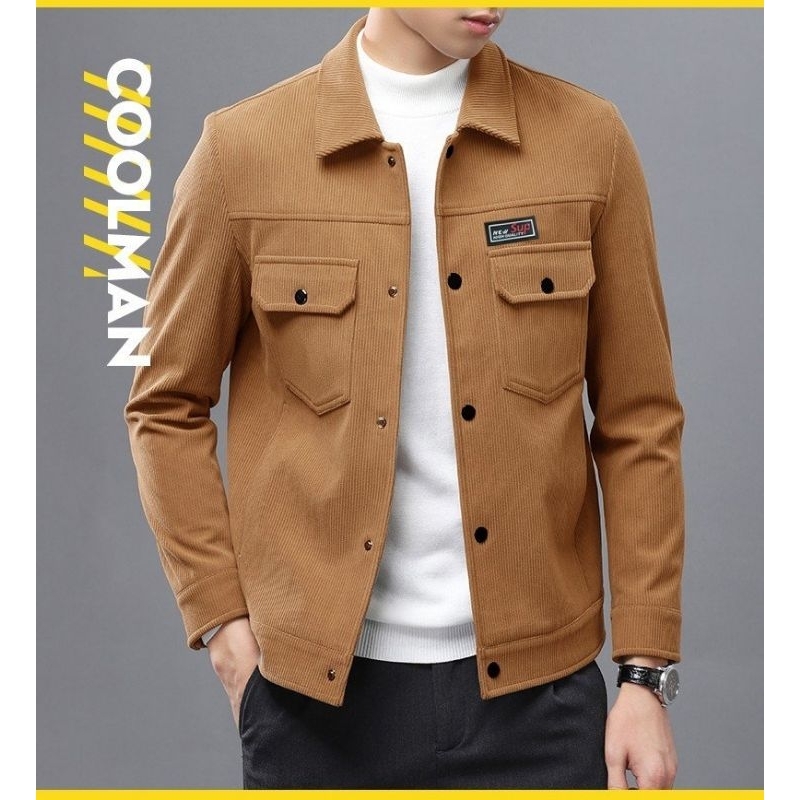 Áo khoác nam kaki nhung tăm cổ sơ mi thời trang cao cấp