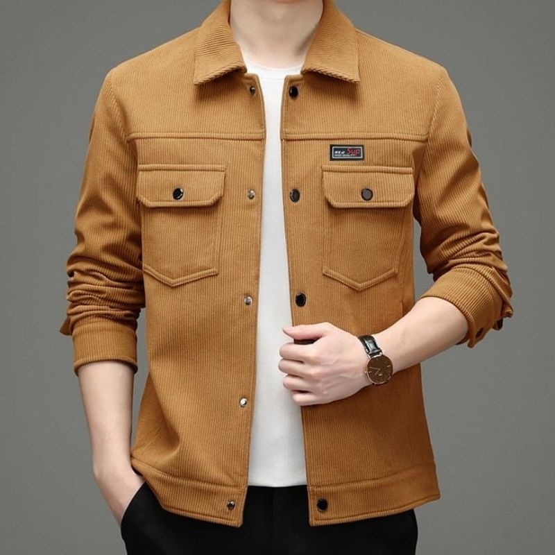 Áo khoác nam kaki nhung tăm cổ sơ mi thời trang cao cấp