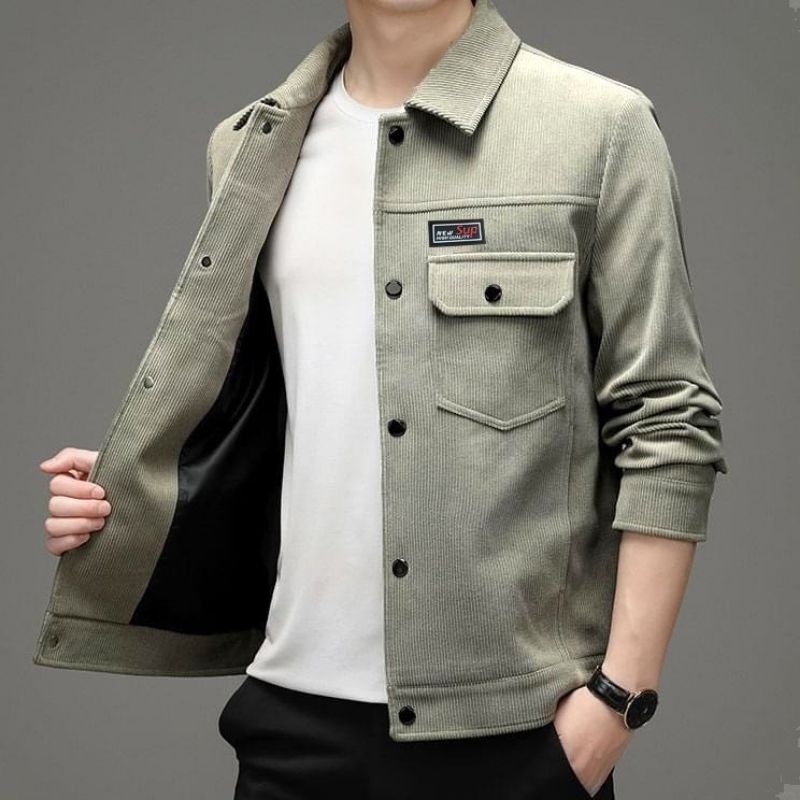 Áo khoác nam kaki nhung tăm cổ sơ mi thời trang cao cấp