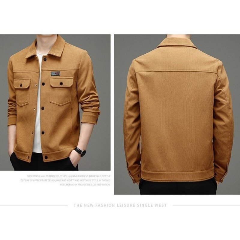 Áo khoác nam kaki nhung tăm cổ sơ mi thời trang cao cấp
