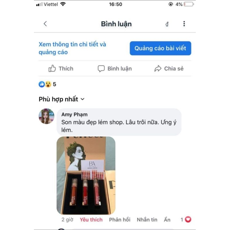 Son lì không trôi chính hãng, son kem lì lâu trôi, son môi chính hãng BeAna, son siêu lỳ không chì, chất son mướt mịn