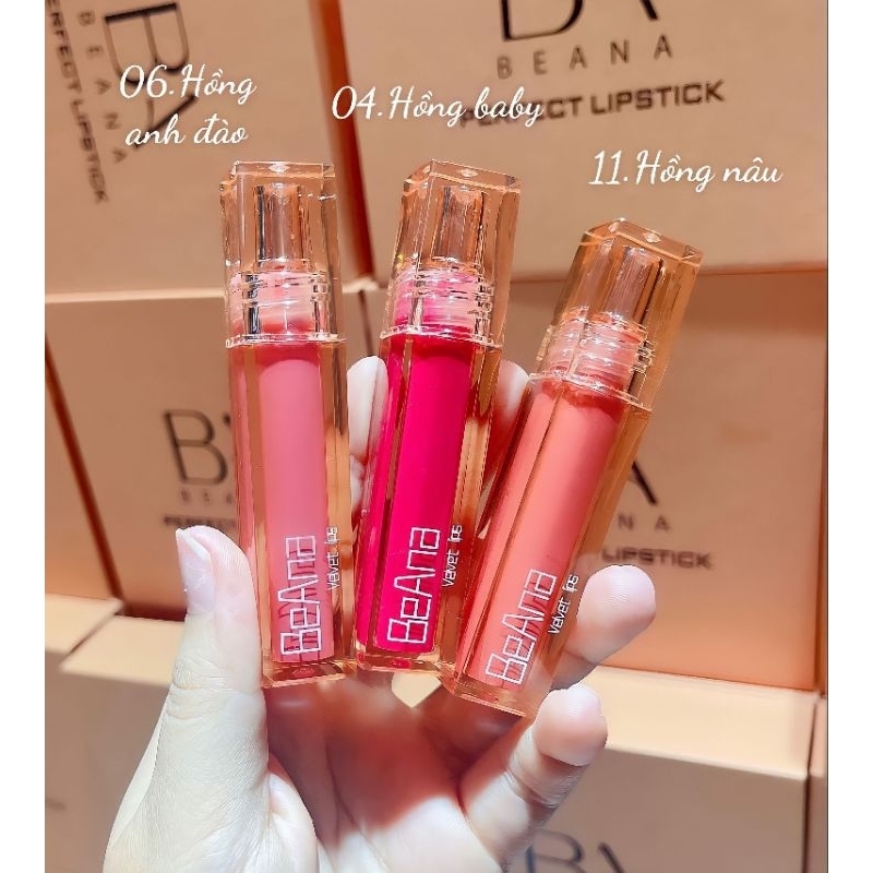 Son lì không trôi chính hãng, son kem lì lâu trôi, son môi chính hãng BeAna, son siêu lỳ không chì, chất son mướt mịn