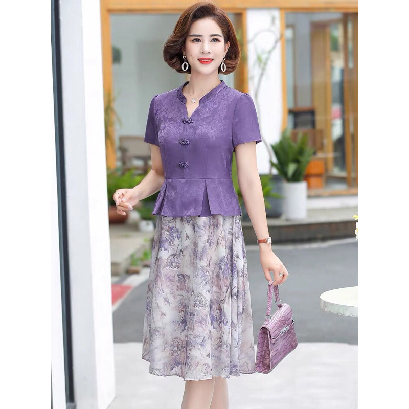 HÀNG ORDER -QCCC- ĐẦM TRUNG NIÊN CHO MẸ và BÀ KIỂU DÁNG PEPLUM ( Hình thật khách mặc)