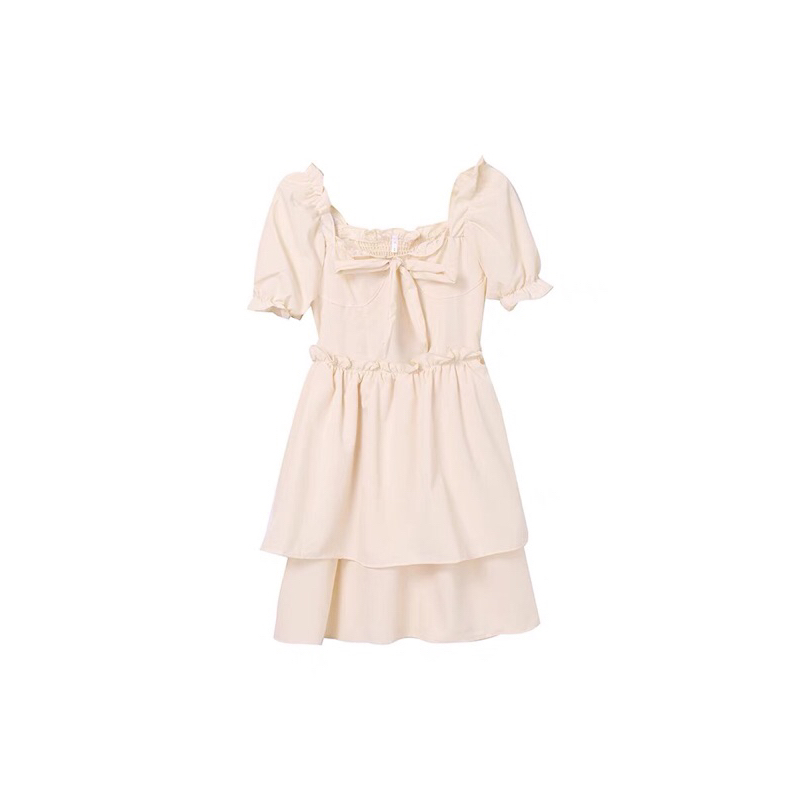 Đầm Cổ Vuông Tay Phồng Thời Trang Hàn Quốc Phong Cách Nhỏ Tươi Váy Ngắn Nữ