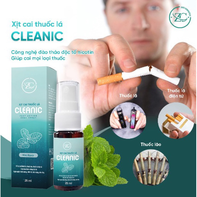 Xịt Cai Thuốc Lá Cleanic Giảm Cảm Giác Thèm Thuốc, Công Nghệ Đào Thải Độc Tố Nicotin, Giúp Hơi Thở Thơm Mát