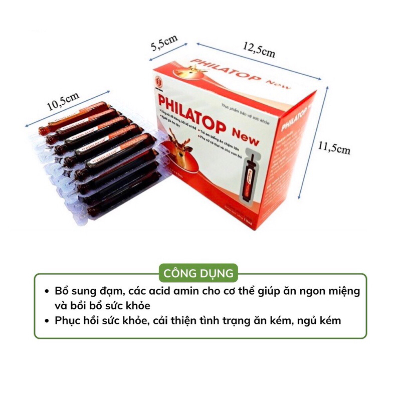 PHILATOP Ống Nhựa Đại Uy - Hộp 20 ống, Dùng cho trẻ biếng ăn, chậm lớn