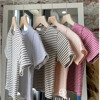 Áo Croptop Tay Ngắn Sọc EIGHTYK