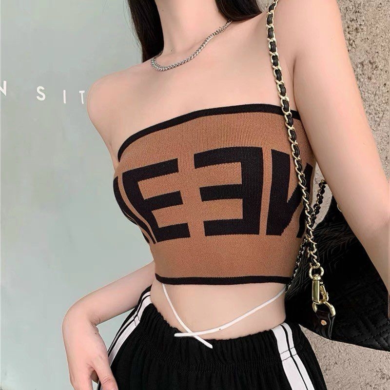 Áo Ống Croptop Viền Màu Chữ