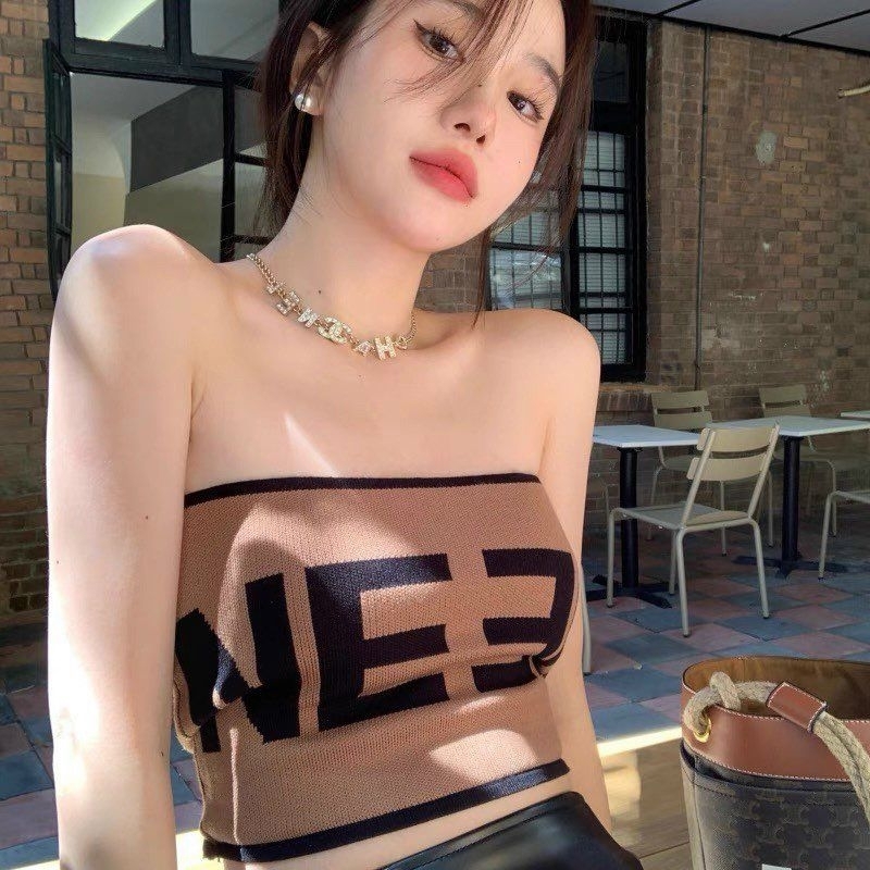 Áo Ống Croptop Viền Màu Chữ