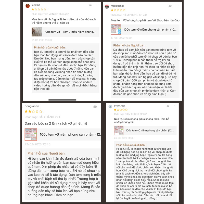 100c tem vỡ niêm phong sản phẩm