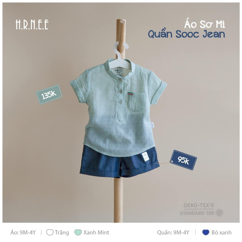Áo sơ mi và quần cho bé trai 8-16kg chất mềm mát chính hãng