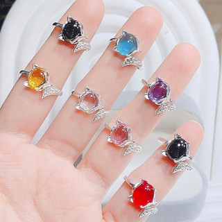 Nhẫn hồ ly bạc ta đính đá phong thủy