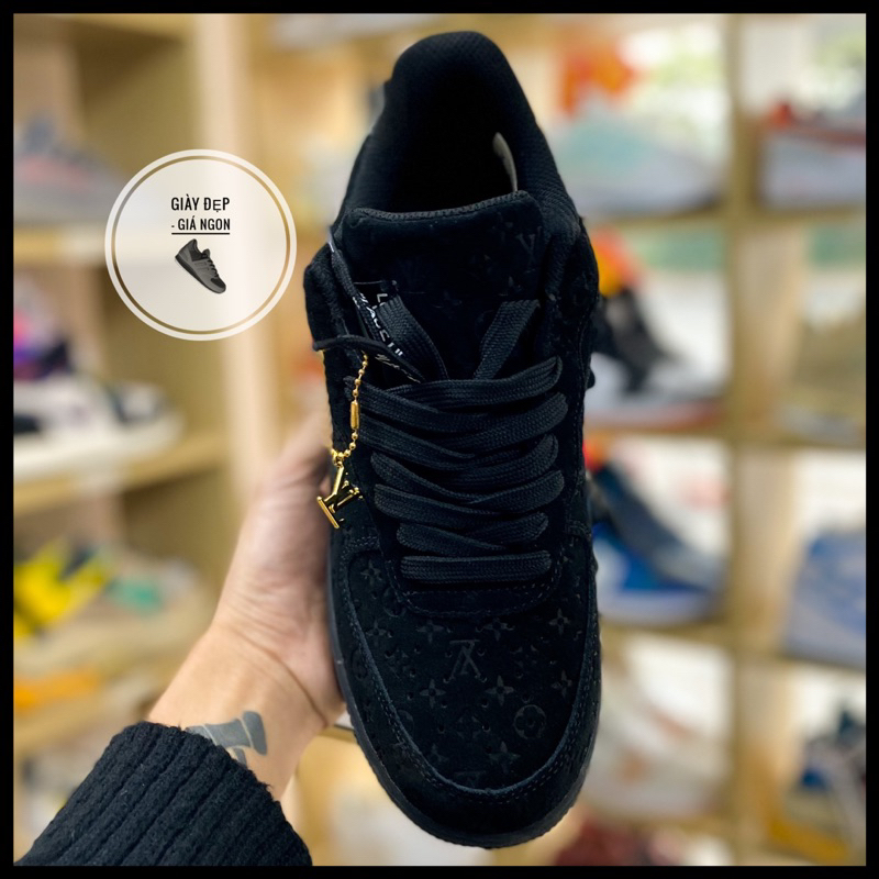 Giày Air Force 1 X Lo.uis V.uit.ton Low Triple Black + Full Bill Box