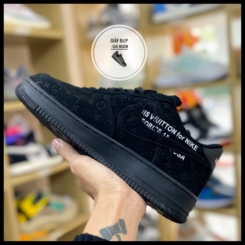 Giày Air Force 1 X Lo.uis V.uit.ton Low Triple Black + Full Bill Box