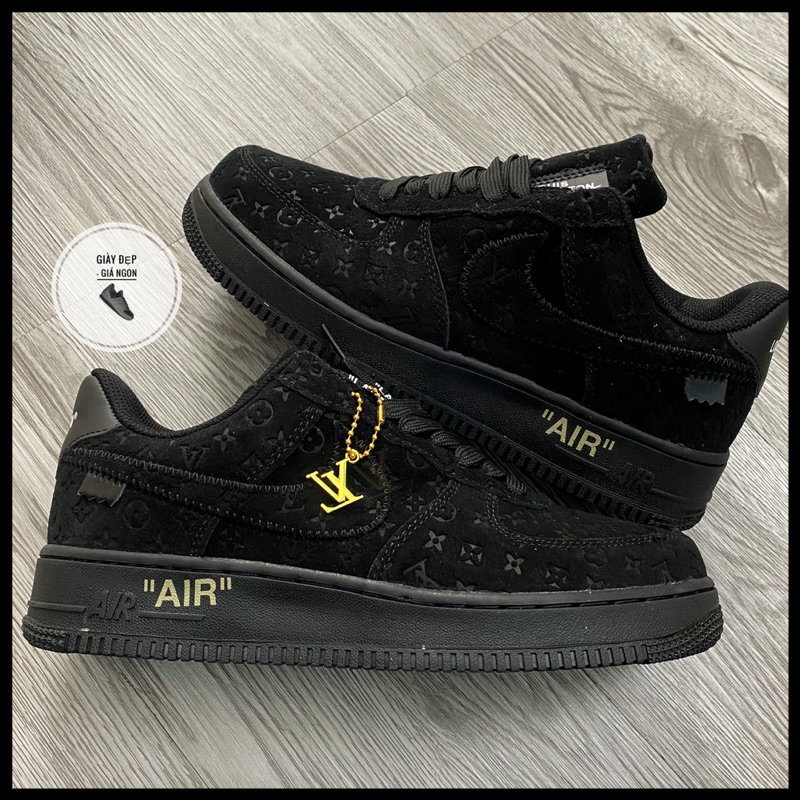 Giày Air Force 1 X Lo.uis V.uit.ton Low Triple Black + Full Bill Box