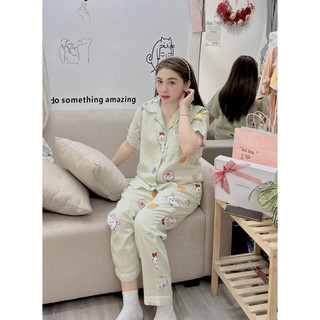 Bộ pijama bộ mặc nhà chất xô tre tay cộc quần dài hoạ tiết cute hàng cao cấp 2023