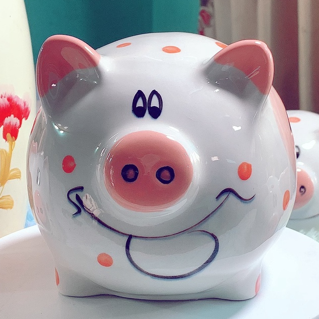 Heo Đất Chất Liệu Gốm Sứ Dáng Tròn Cực Xinh - Lợn Đất Tiết Kiệm Chất Liệu Gốm Sứ Size Lớn Dáng Tròn Chất Men Bóng