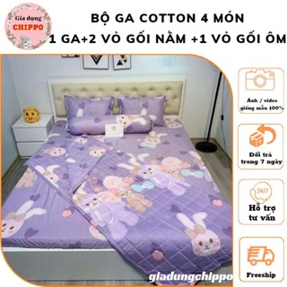 Bộ ga gối 4 món poly cotton có 1m4 ,1m6 ,1m8