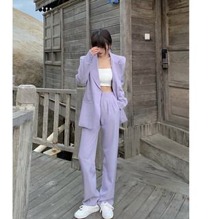 Ảnh thật 2 hình cuối-HC010.Set đồ nữ Áo khoác vest blazer tím kèm quần âu thời trang Ulzzang