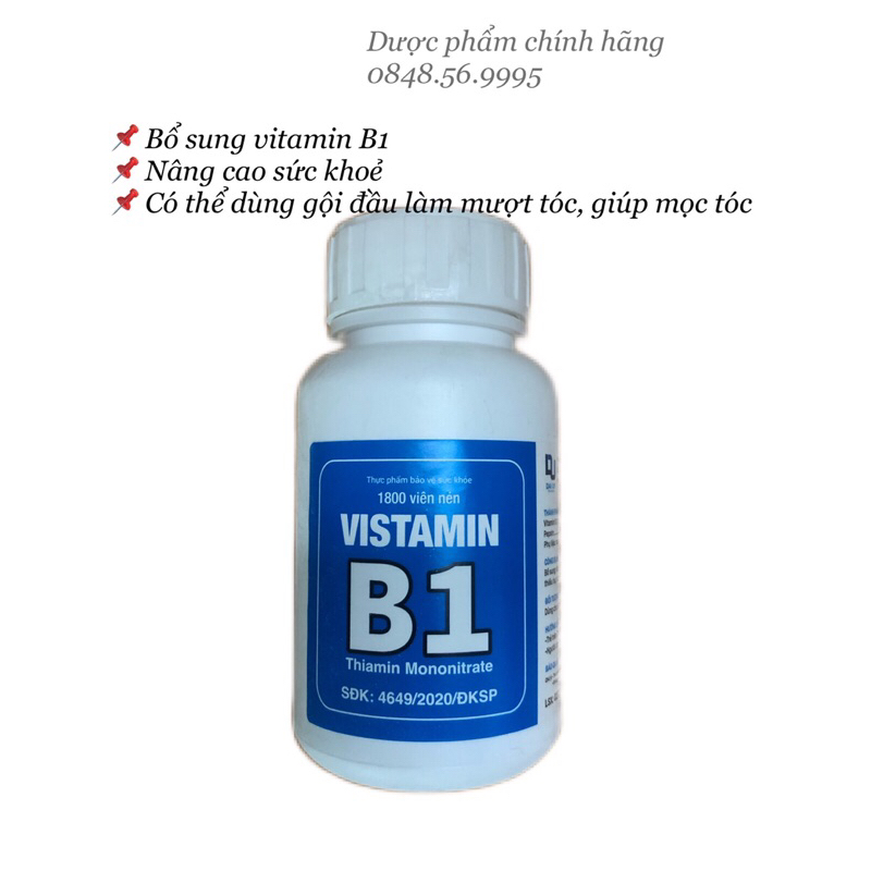 Vitamin B1 (lọ 1800 viên nén) ăn ngủ ngon, làm đẹp, đắp mặt, tắm trắng , gội đầu kích thích mọc tóc