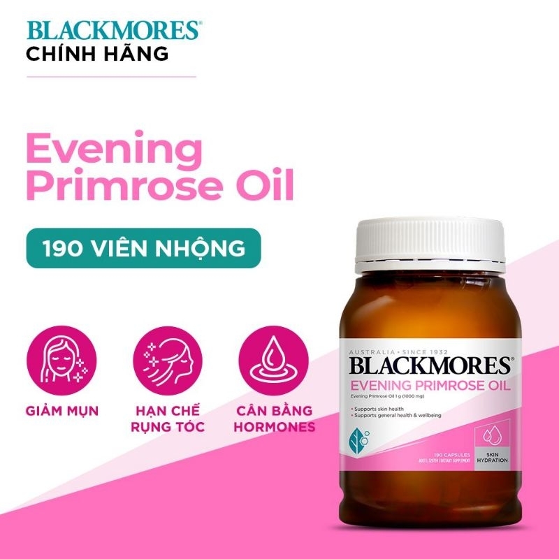 Tinh dầu hoa anh thảo BLACKMORES Evening Primrose OilPack 190 Viên -CÂN BẰNG NỘI TIẾT TỐ NỮ, ĐIỀU HÒA KINH NGUYỆT