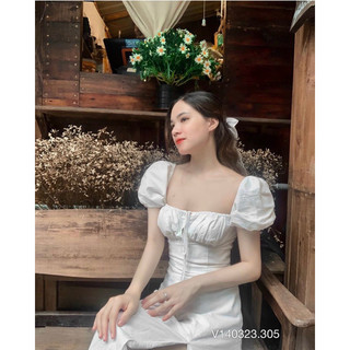 Váy cổ yếm buộc dây