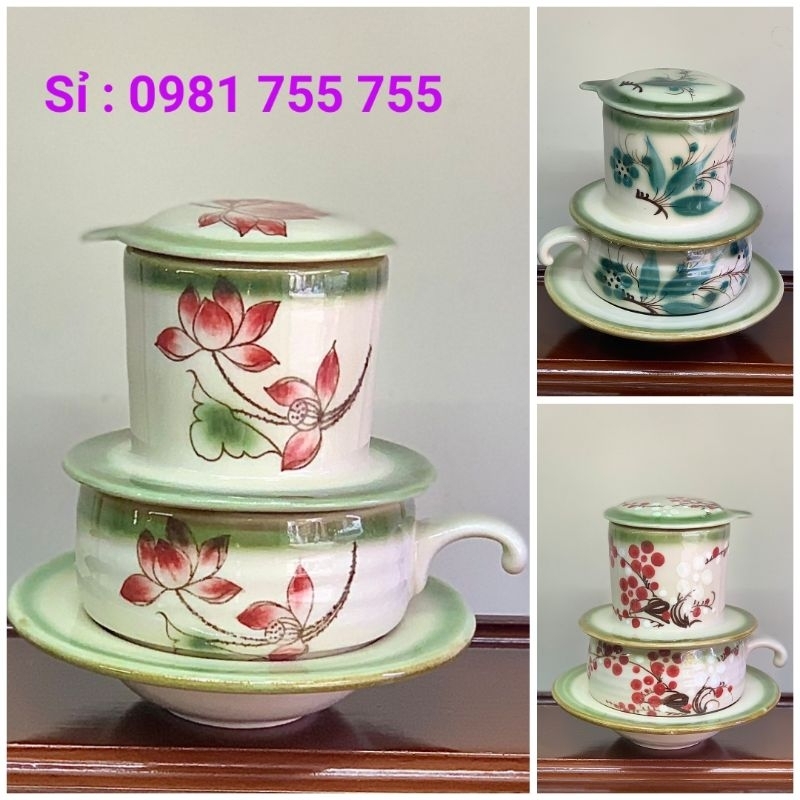 Bộ phin pha cafe Gốm Sứ Bát Tràng kèm cốc 150ml loại 1