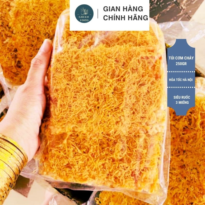 Khay cơm cháy chà bông Sài gòn 3 miếng trọng lượng 200gr đến 230gr cay nhẹ siêu ruốc giòn rụm
