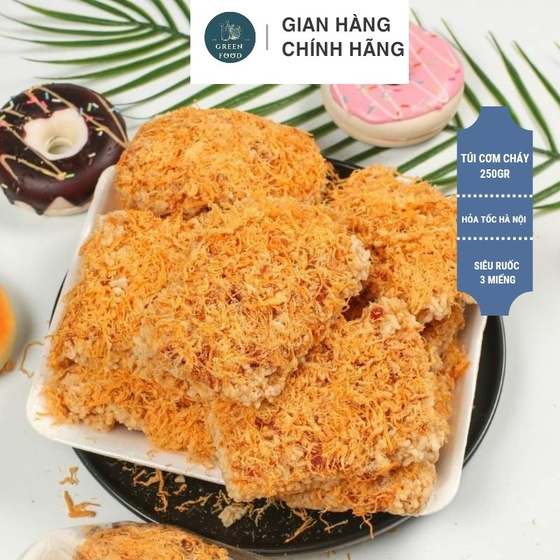 Khay cơm cháy chà bông Sài gòn 3 miếng trọng lượng 200gr đến 230gr cay nhẹ siêu ruốc giòn rụm