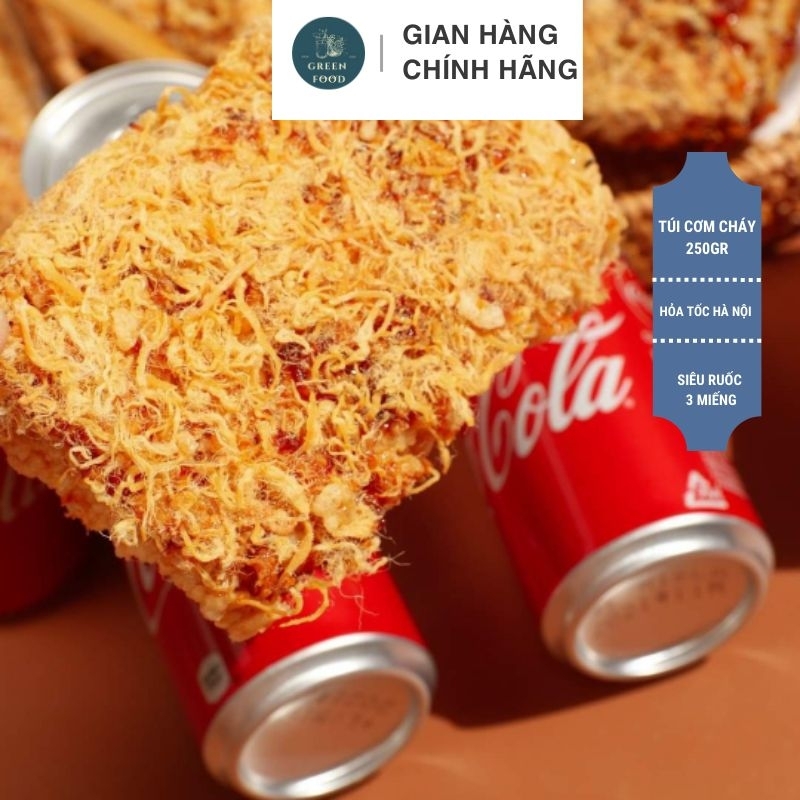 Khay cơm cháy chà bông Sài gòn 3 miếng trọng lượng 200gr đến 230gr cay nhẹ siêu ruốc giòn rụm