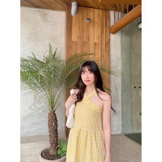váy kẻ caro cổ vạt chéo(V11)