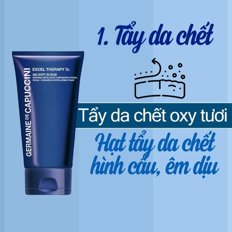 Sữa Rửa Mặt Tẩy Tế Bào Chết Germaine Excel Therapy O2 365 Soft Scrub 150ml