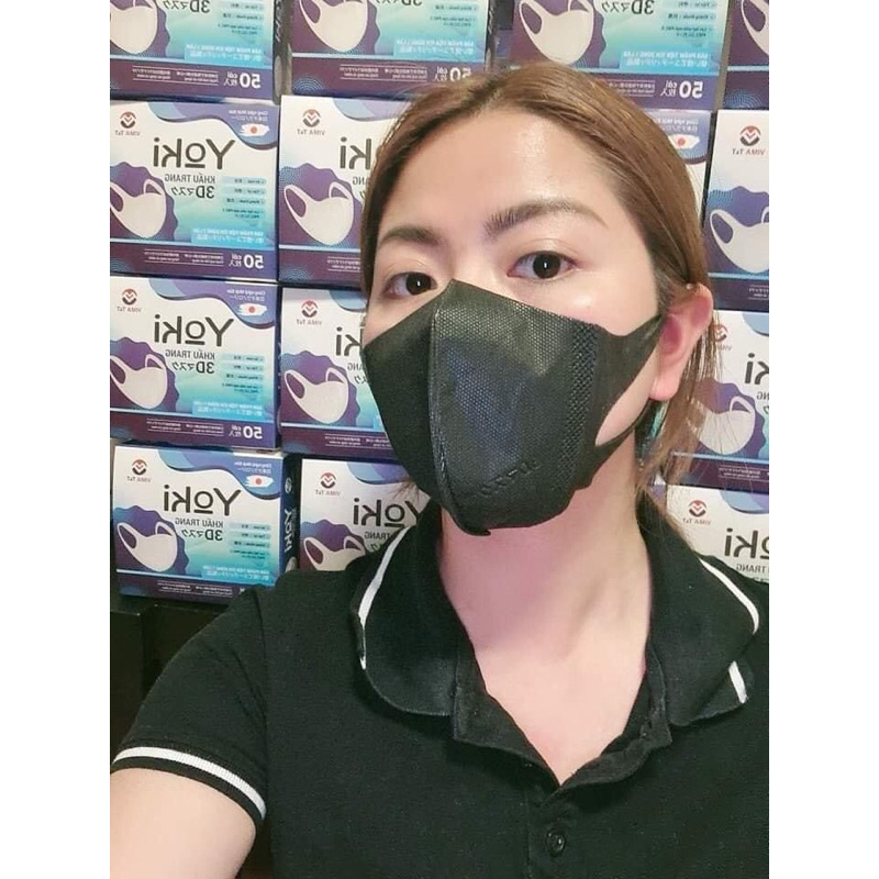 [Màu Đen] Khẩu trang 3D Yoki Mask Hộp 50 cái kháng khuẩn công nghệ nhật bản hàng chính hãng công ty