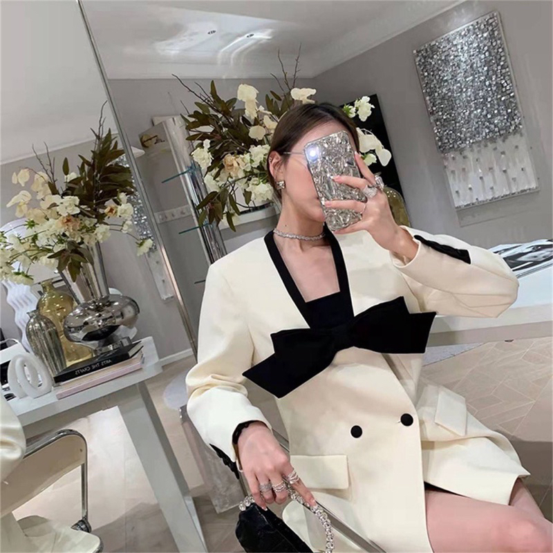 Áo blazer phối nơ phong cách sang trọng cho nữ