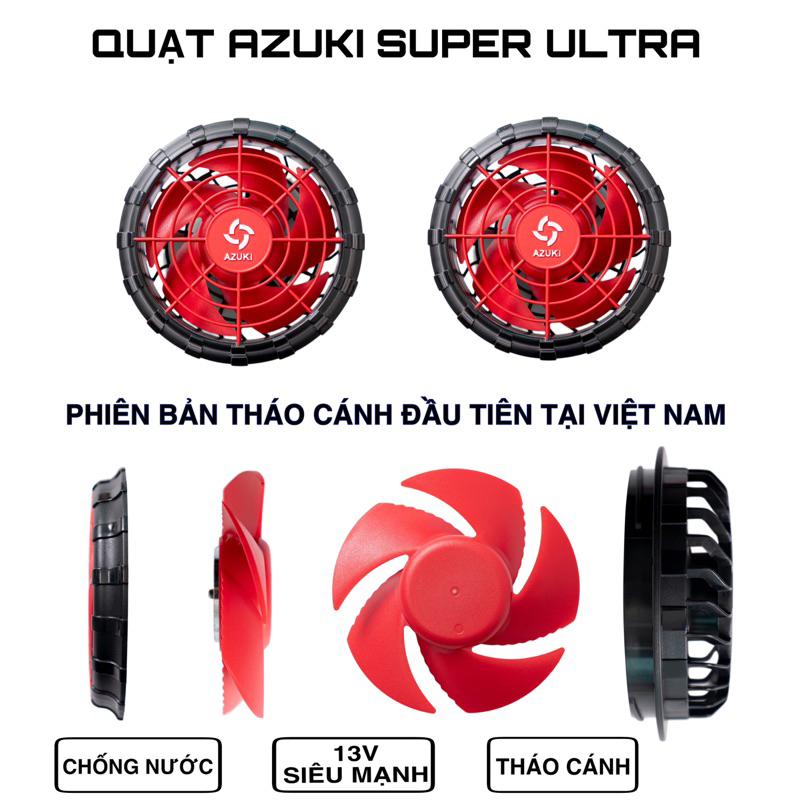 Áo Điều Hòa AZUKI Super Ultra 2023 Pin 26000mah, Quạt 13V Không Chổi Than Công Nghệ Tháo Cánh Đời Mới