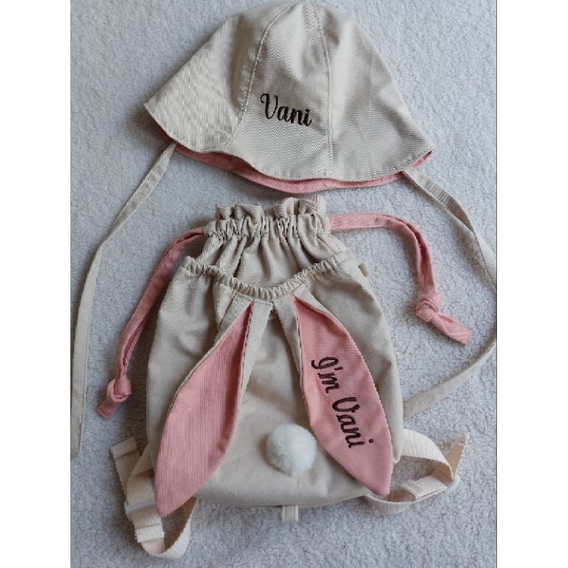 Balo rút tai thỏ Korean thêu tên riêng