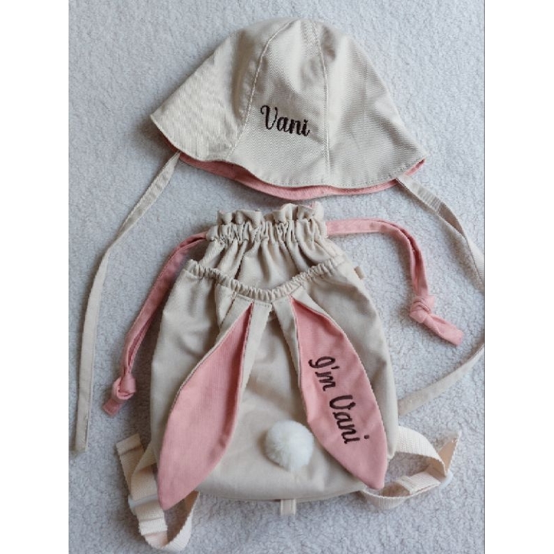 Balo rút tai thỏ Korean thêu tên riêng