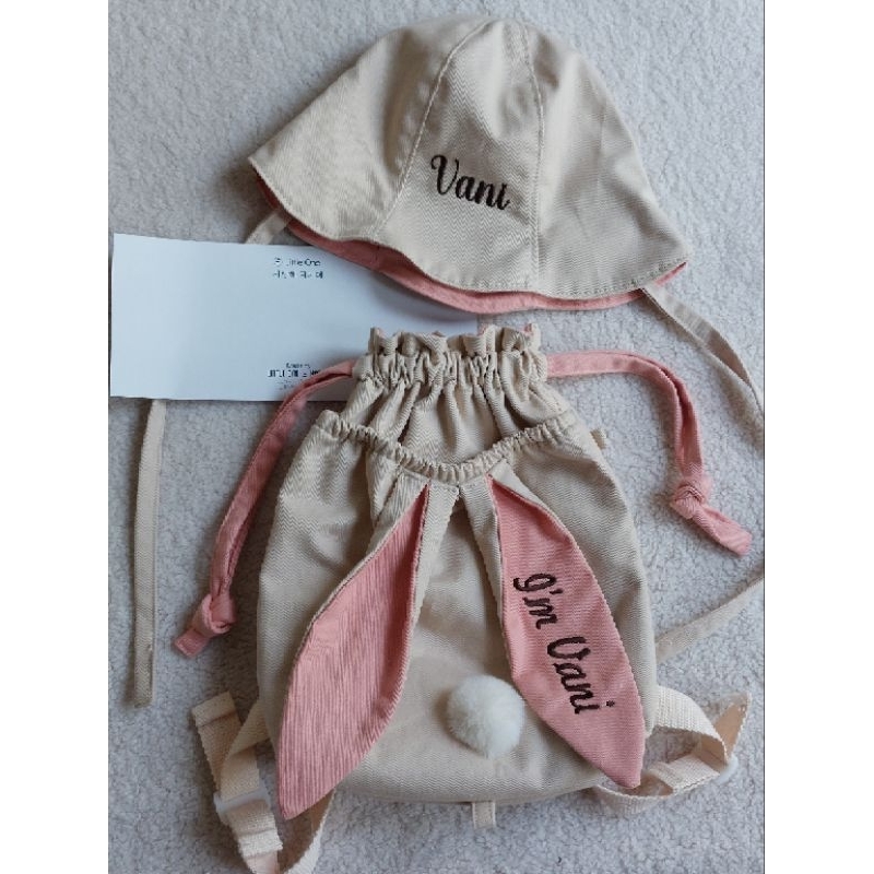 Balo rút tai thỏ Korean thêu tên riêng