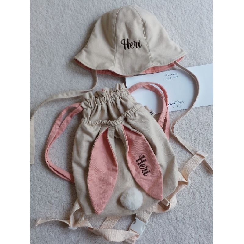 Balo rút tai thỏ Korean thêu tên riêng