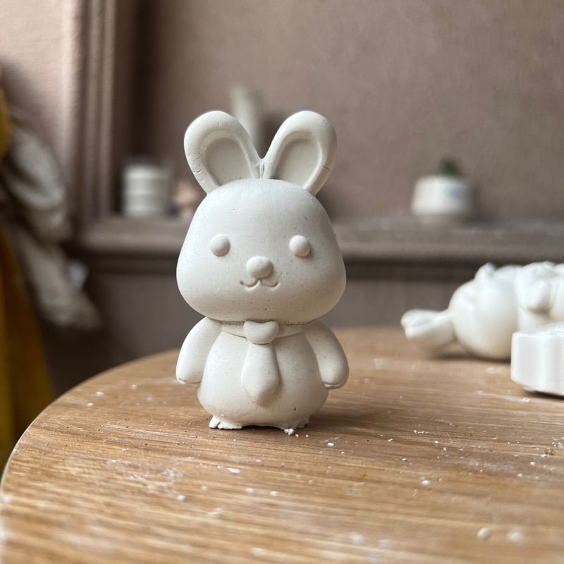 Tô Tượng Thạch Cao Thỏ Đeo Nơ size 6cm