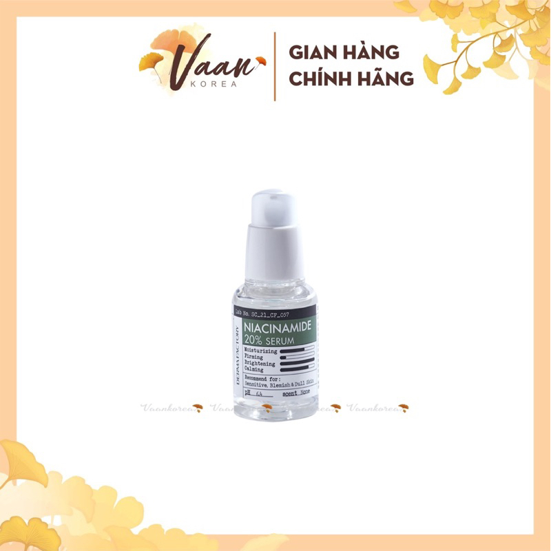 Tinh chất Derma Factory Niacinamide 20% Serum 30ml