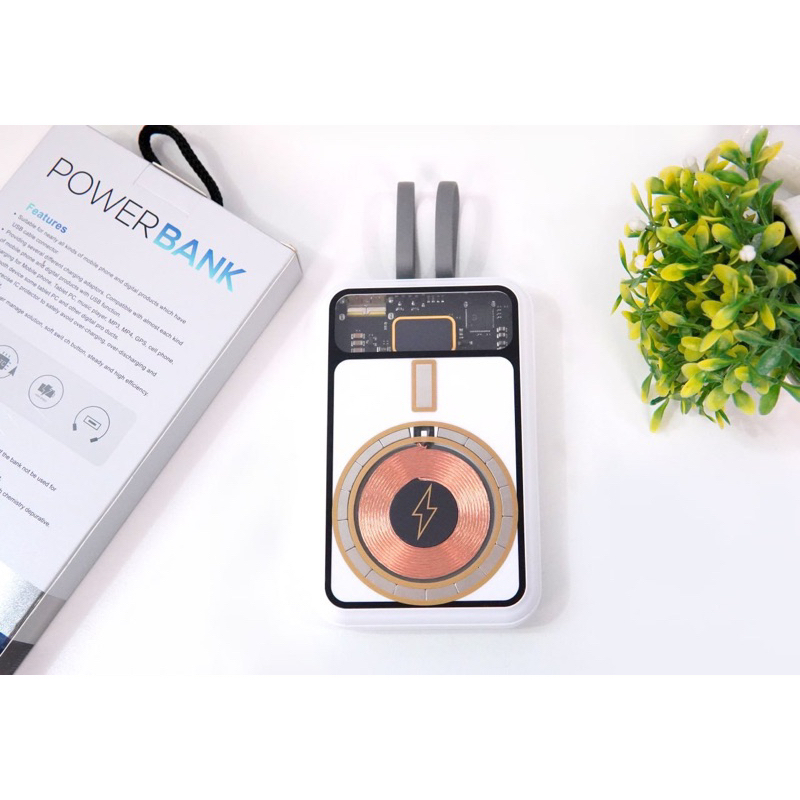 Sạc Dự Phòng Power Bank 22.5W 10+ DXP6 10.000mah, 2 chân cắm + liền 2 dây USB