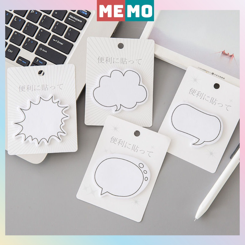 Giấy note 30 tờ MEMO, giấy ghi chú nhãn dán theo hình dạng câu thoại dễ thương