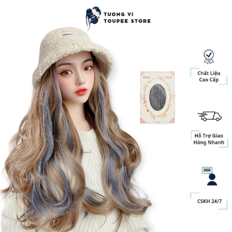Tóc Giả Xoăn Line Kèm Nón Len Lông Cừu Mẫu Mới (TẶNG LƯỚI TRÙM)