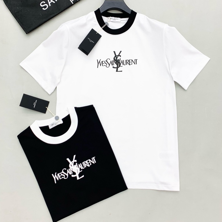 Áo T-shirt Yves Sanit Laurent YSL logo thêu ngực viền cổ LA on web