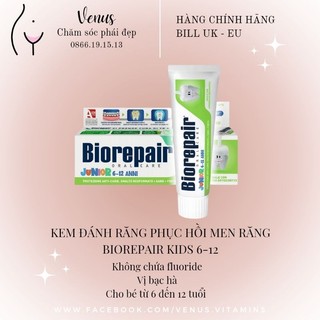 Kem đánh răng Biorepair Junior 6-12 tuổi giúp phục hồi men răng cho trẻ em 75ml