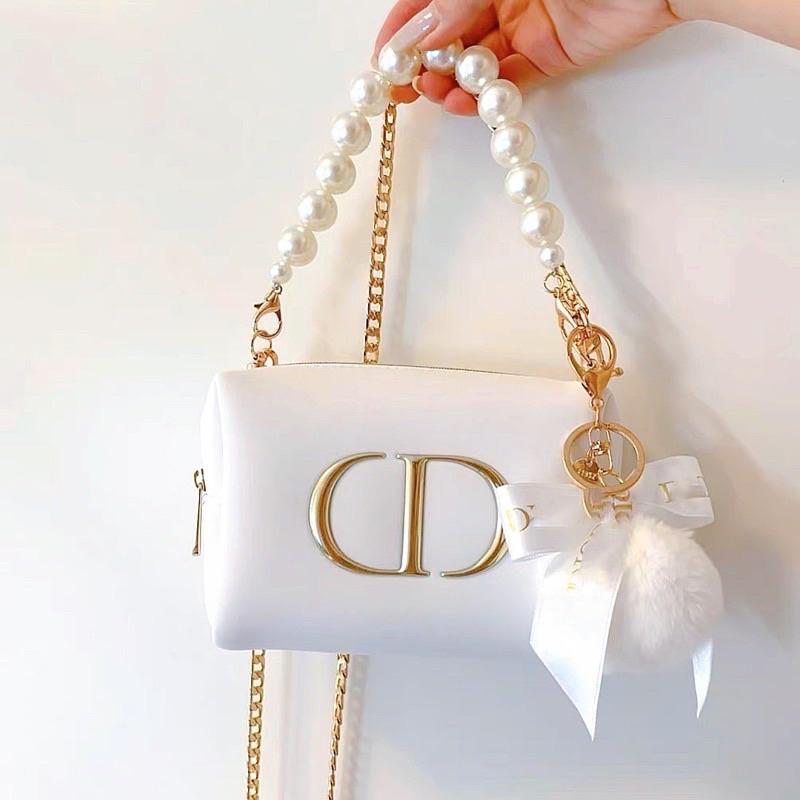 Túi đựng mỹ phẩm Di0r Gift màu hồng ,trắng Chính hãng