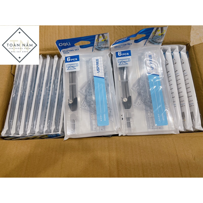 Bộ Dụng cụ học sinh eke và compa Deli 9609