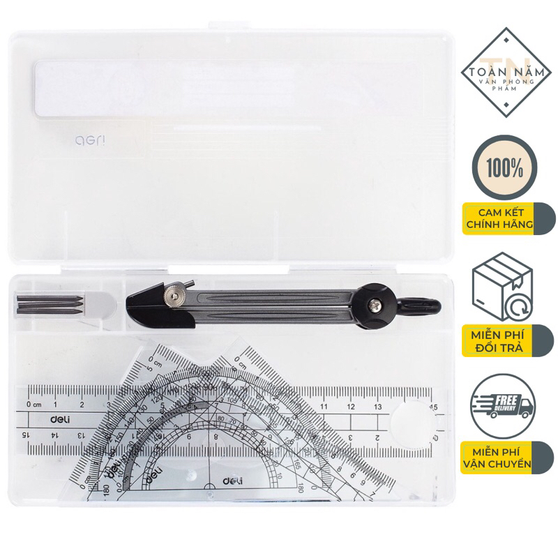 Bộ Dụng cụ học sinh eke và compa Deli 9609