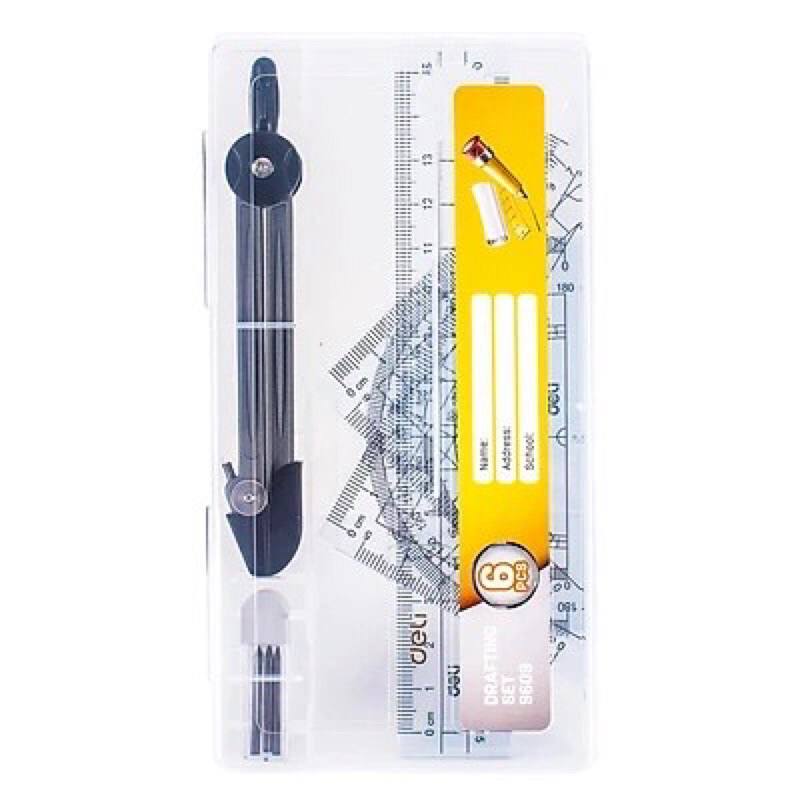 Bộ Dụng cụ học sinh eke và compa Deli 9609